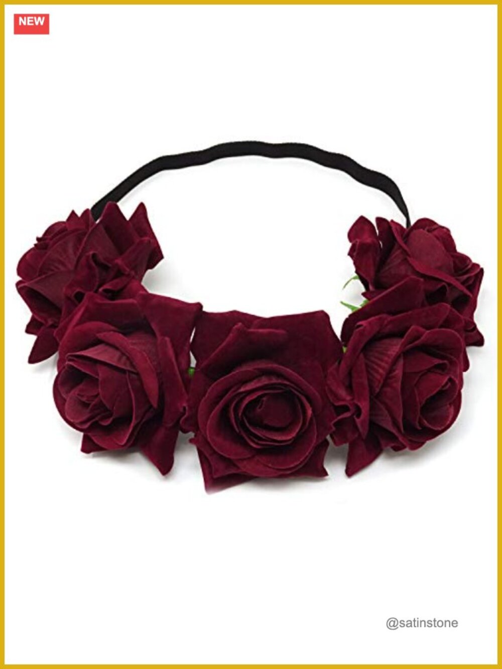 Rose Flower Crown Elastic Headband Velvet Hair Garland Wedding Party